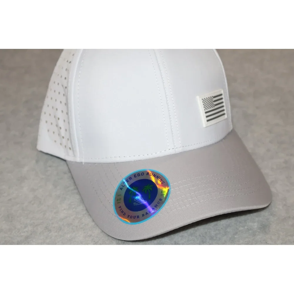Alter Ego Running Hat Mens White Silver Flag Trotter Splash Snapback Cap NEW